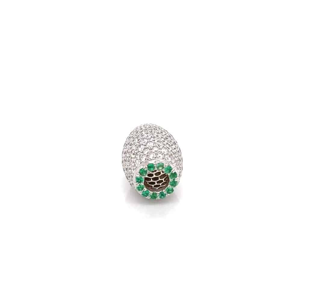 Ariella Necklace white gold clasp with diamonds and emerald gemstones detail