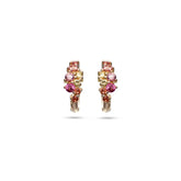 18K yellow gold Chloe Mini Huggie earrings with multicolored sapphires and rubies for a vibrant, elegant look