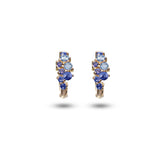 18K yellow gold Chloe Mini Huggies earrings with multicolored sapphires and secure snug fit