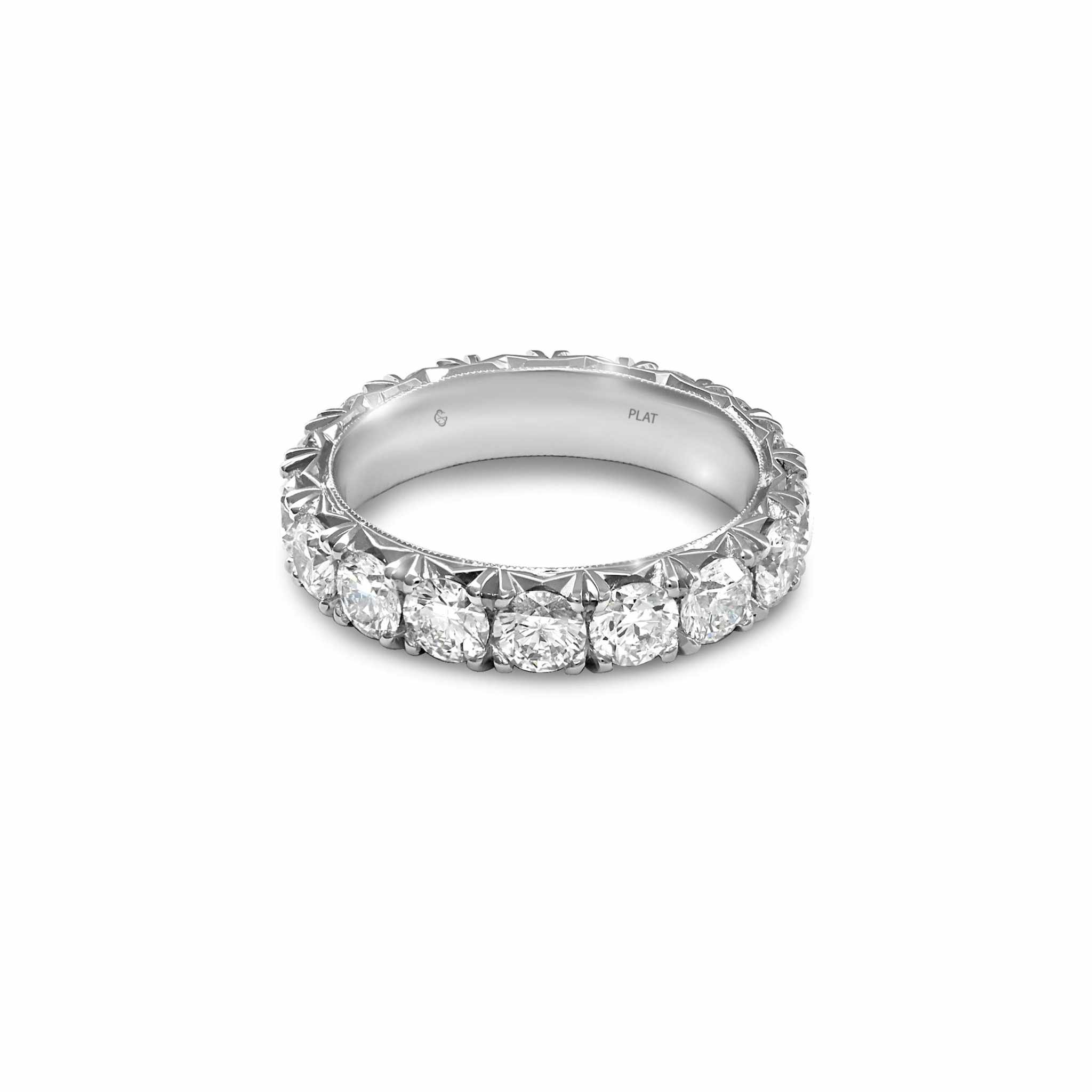 Dalia Round Diamond Eternity Band with 3.85 carats VVS lab-grown diamonds in platinum setting