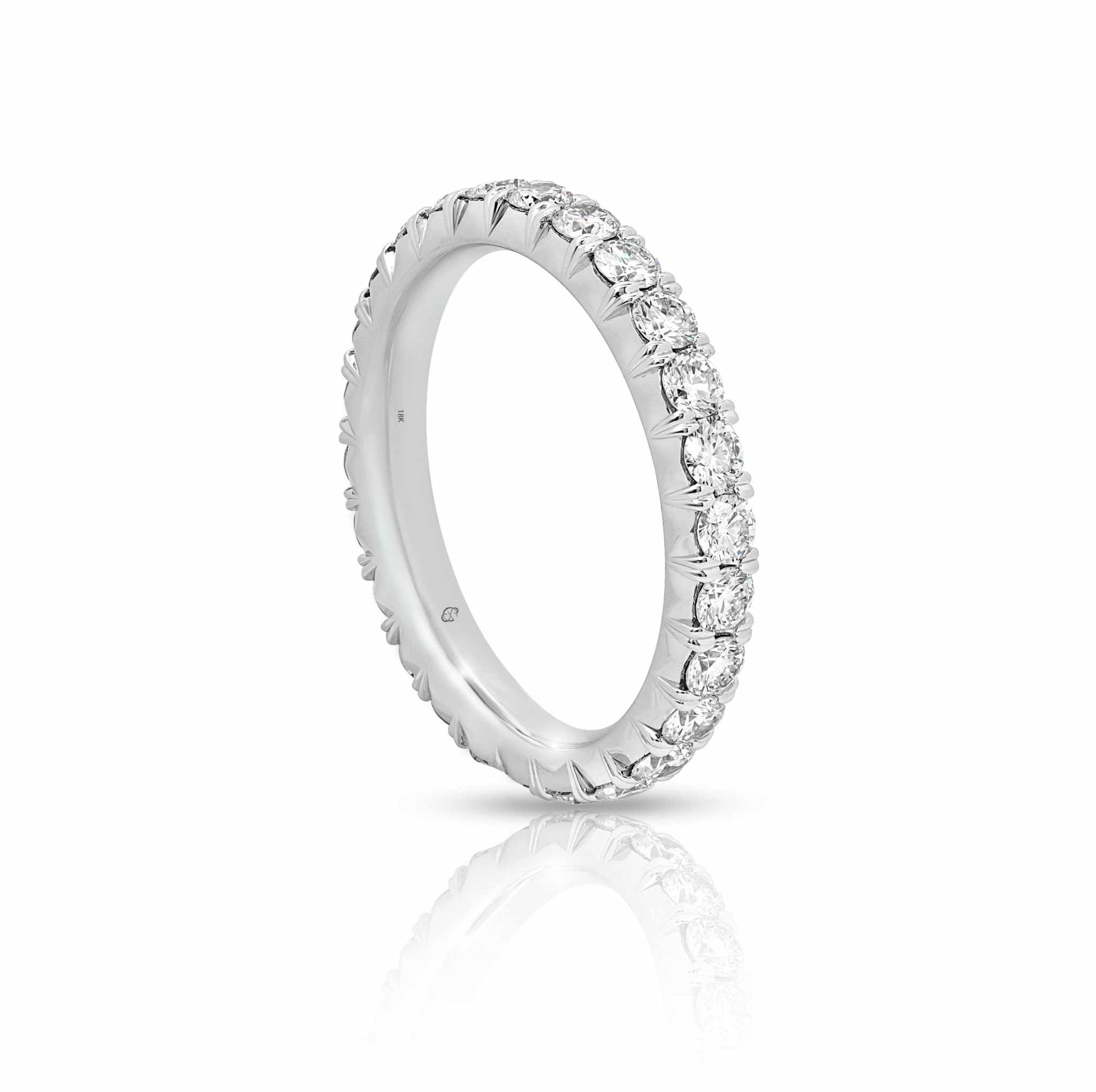 Dinah Diamond Eternity Band with round brilliant EF VS diamonds in fishtail setting, 1.68 carats total, elegant and timeless design.