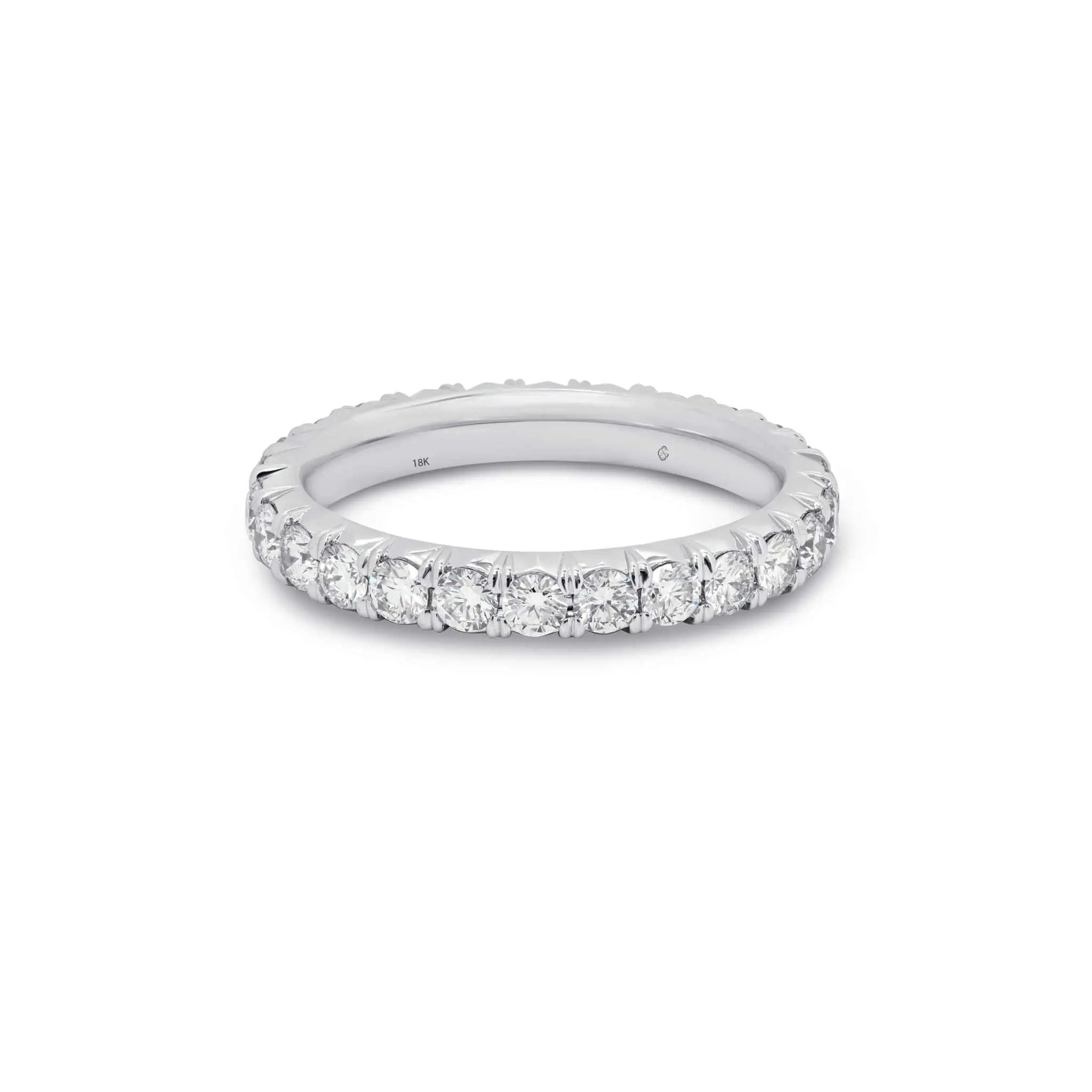 Dinah Diamond Eternity Band with round brilliant diamonds in fishtail setting on white gold