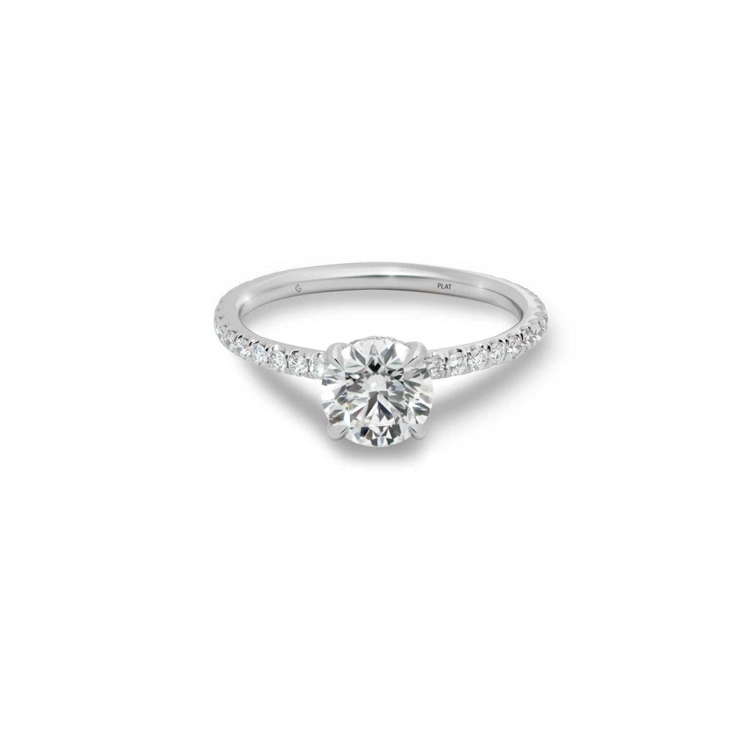 Lauren Engagement Ring with 2-carat brilliant-cut diamond and halo of VS diamonds in platinum setting