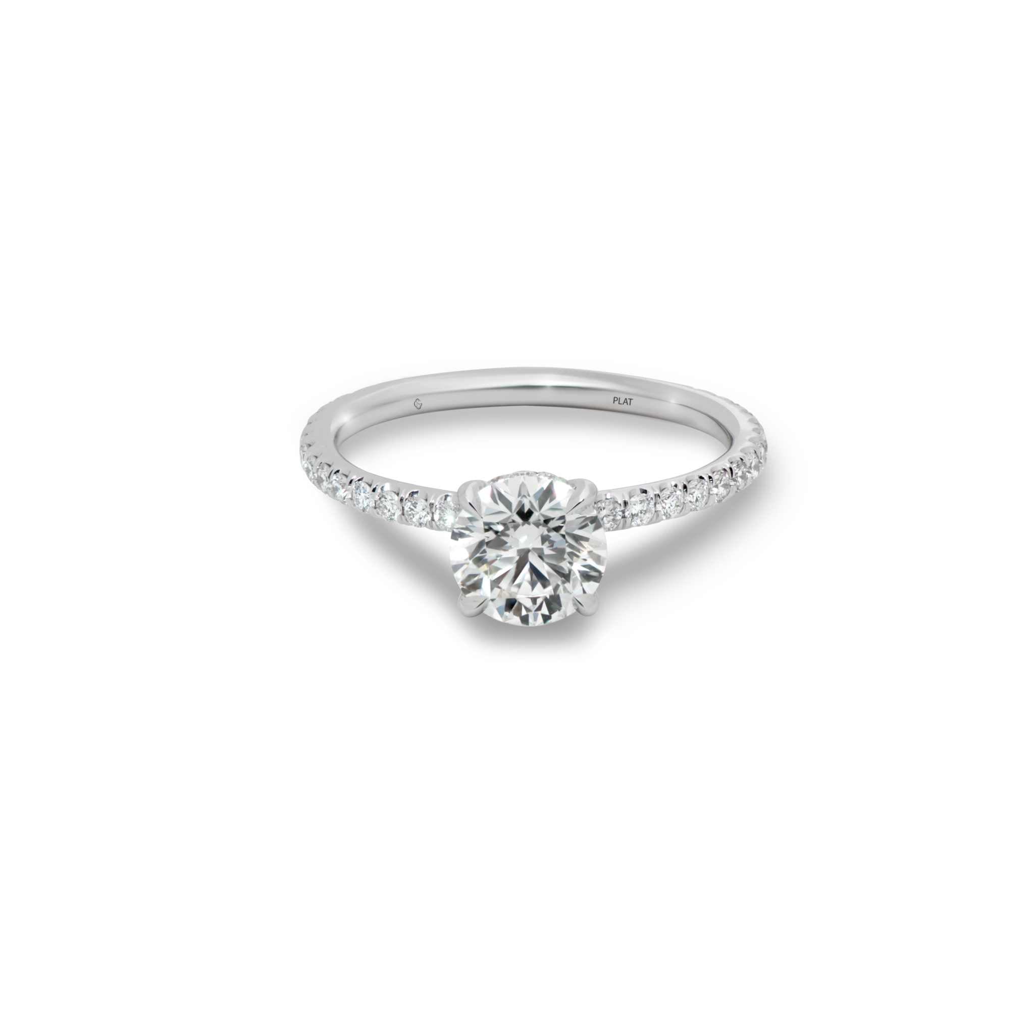 Lauren Engagement Ring with 2-carat brilliant-cut diamond and halo of VS diamonds in platinum setting
