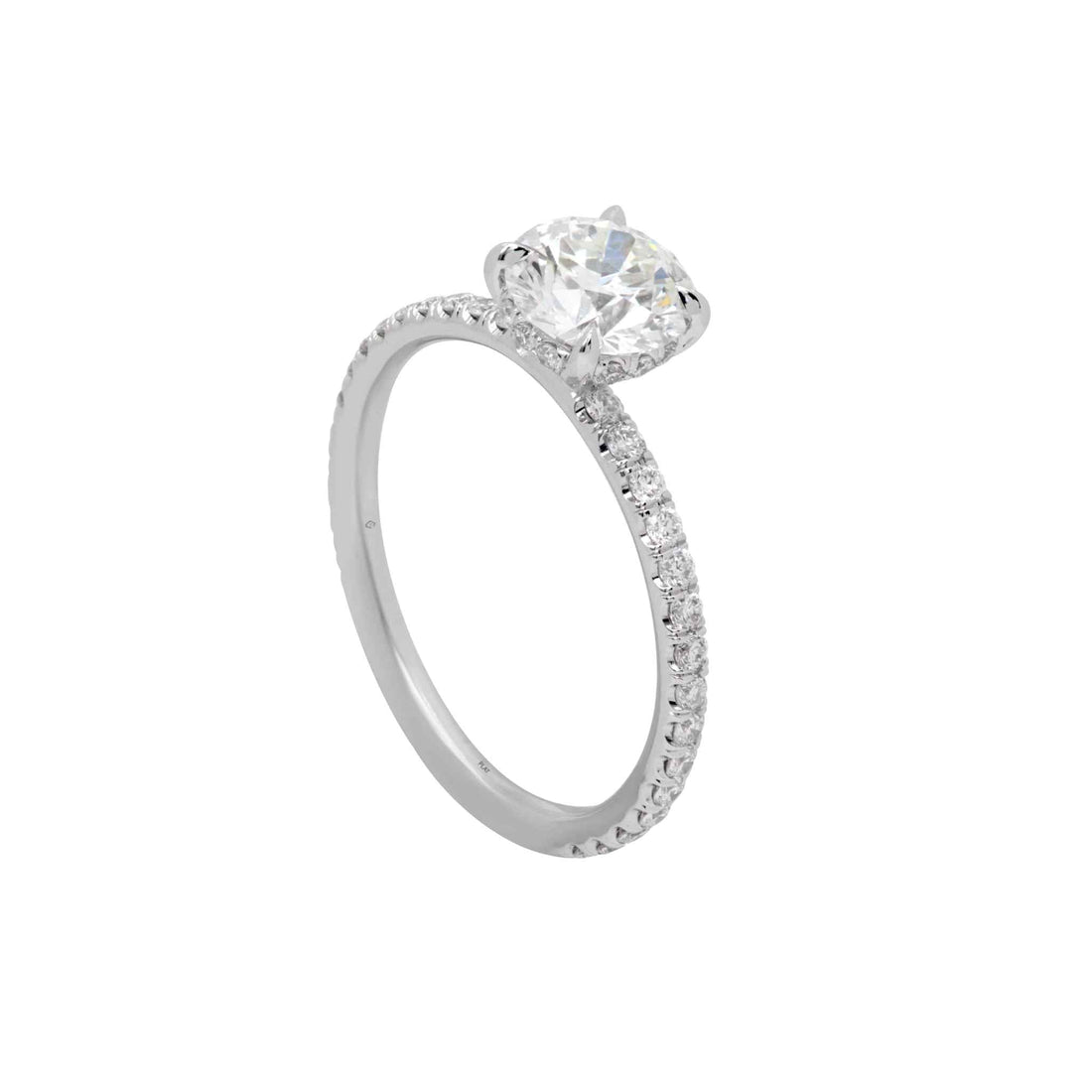 Lauren Engagement Ring with 2-carat diamond and hidden halo in platinum setting