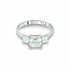 Leeba three stone engagement ring with 2ct Asscher-cut center diamond and 0.5ct Asscher-cut side stones in a polished band