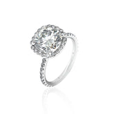 Lilah Engagement Ring with 2ct cushion cut lab grown diamond and 18K white gold setting with salt and pepper diamonds