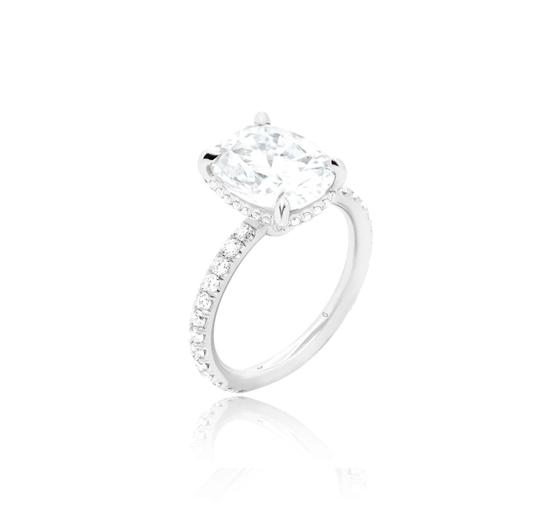 Miriam Engagement Ring with cushion-cut diamond and halo in white gold