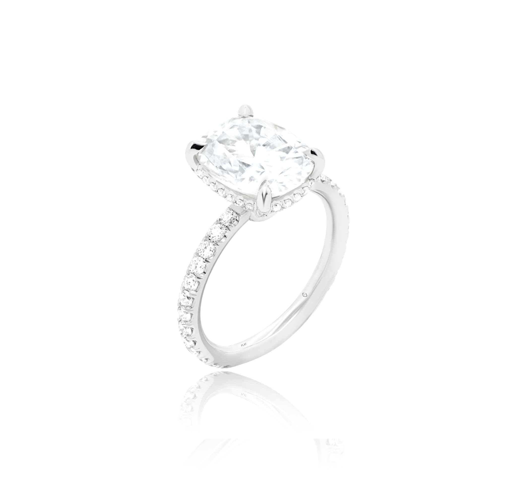 Miriam Engagement Ring with cushion-cut diamond and halo in white gold