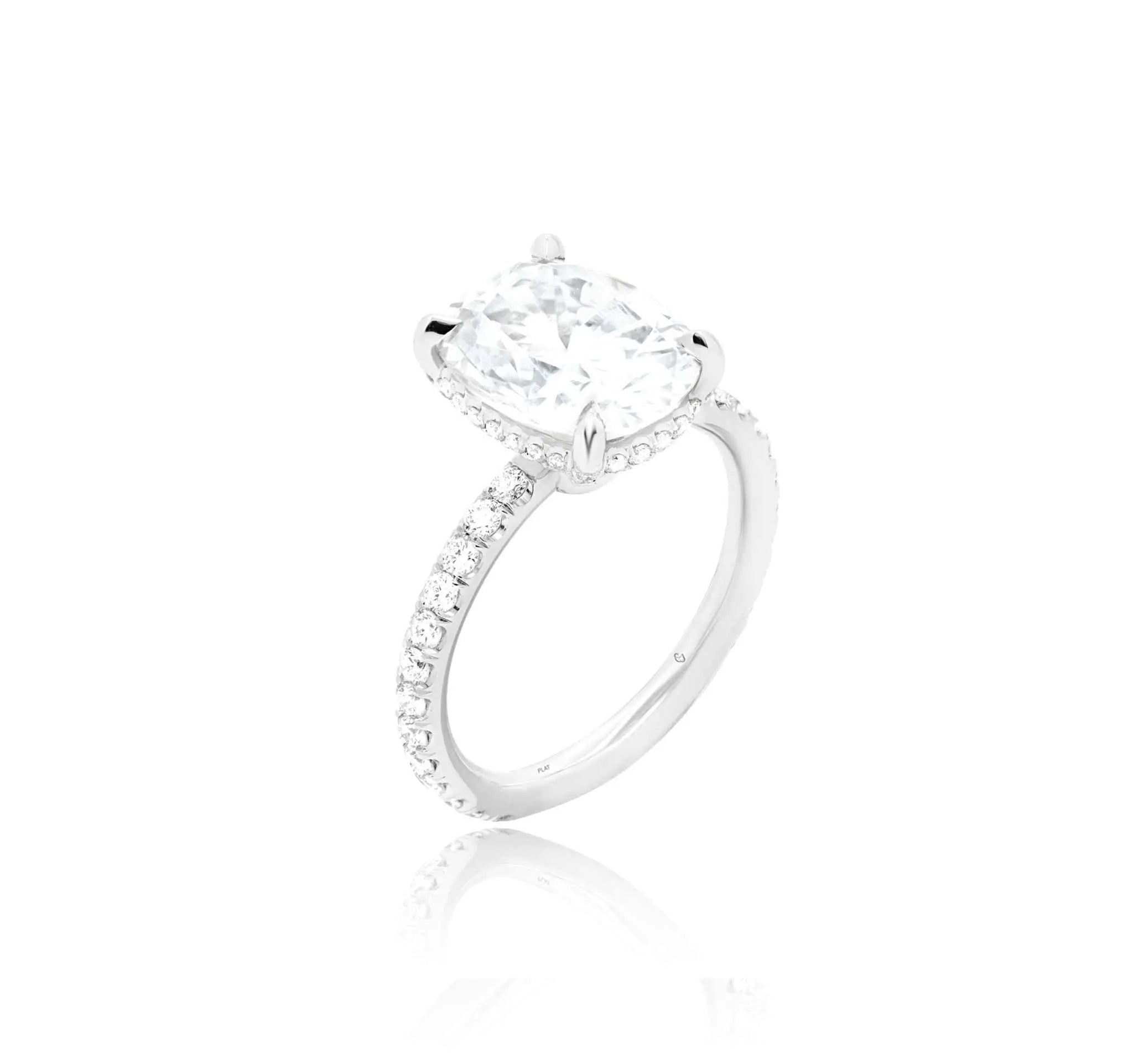 Miriam Engagement Ring with cushion-cut diamond and halo in white gold