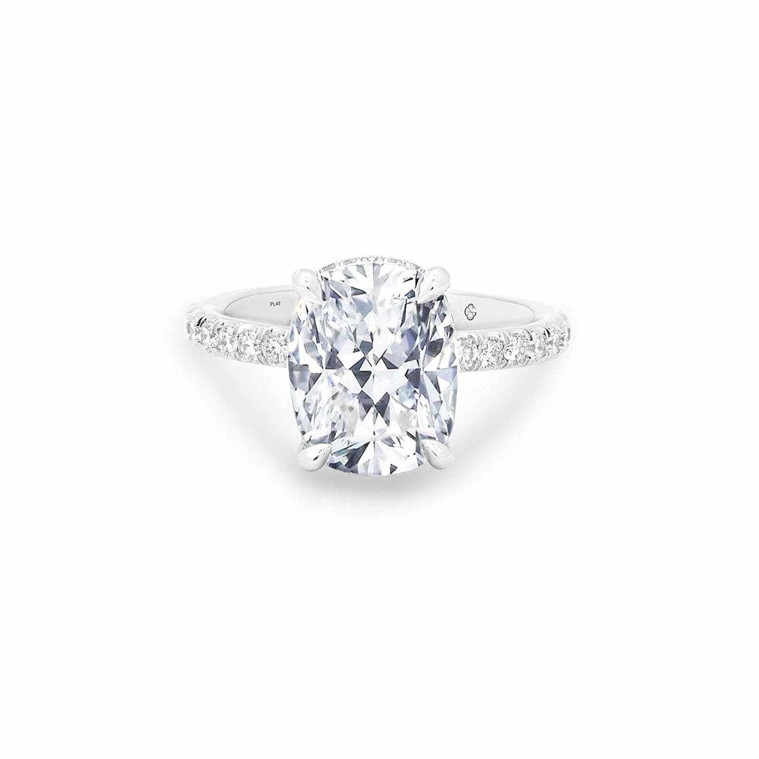 Miriam Engagement Ring with hidden diamond halo in white gold, featuring 0.61 total carat weight and customizable options