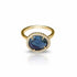 18k yellow gold Gina Tourmaline Ring with rose-cut blue tourmaline center and VS diamond halo setting