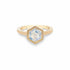 Sheena Moonstone Ring with 2.7-carat hexagonal rose-cut moonstone set in 14K yellow gold milgrain bezel