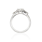 Sierra three stone engagement ring with 1.6-carat salt-and-pepper diamond and gray baguette side stones on silver band
