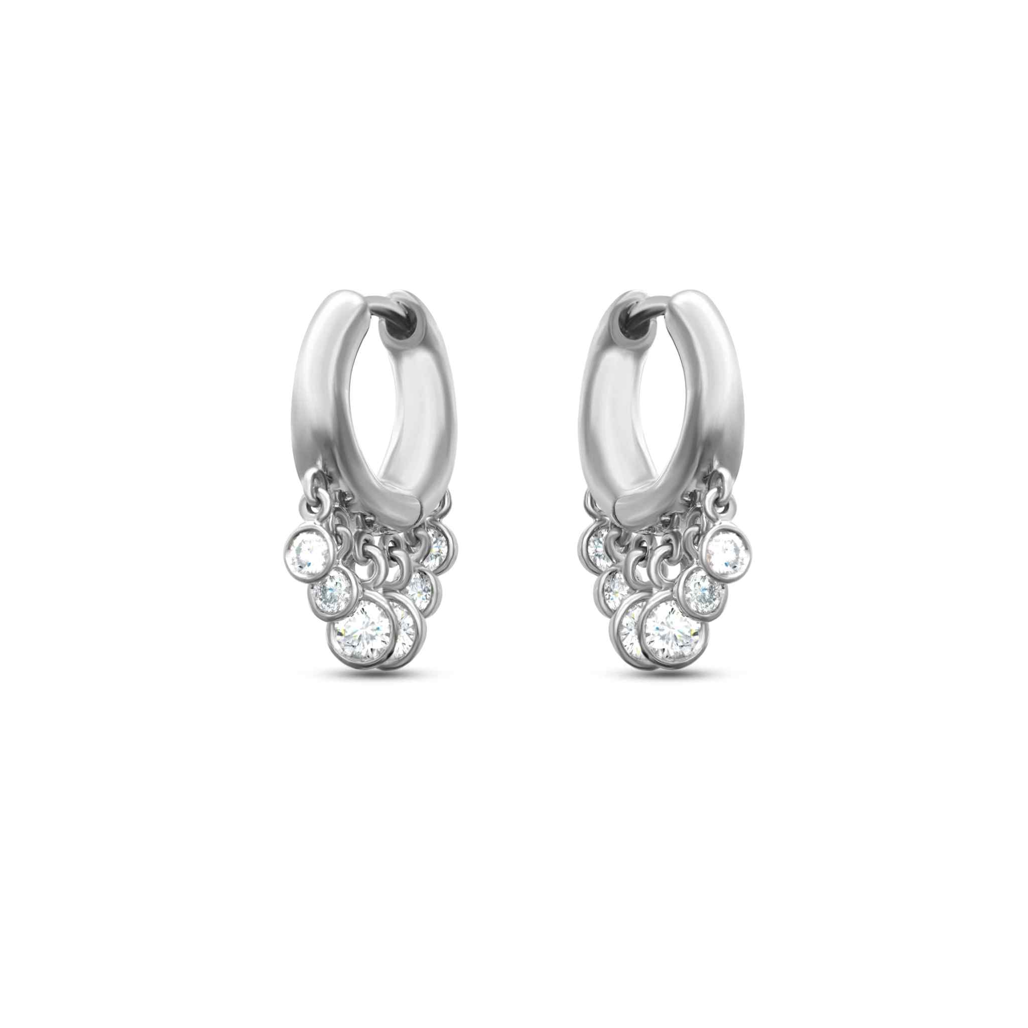 Nina Diamond Hoop earring in 18K gold with bezel-set natural diamonds, elegant and versatile design