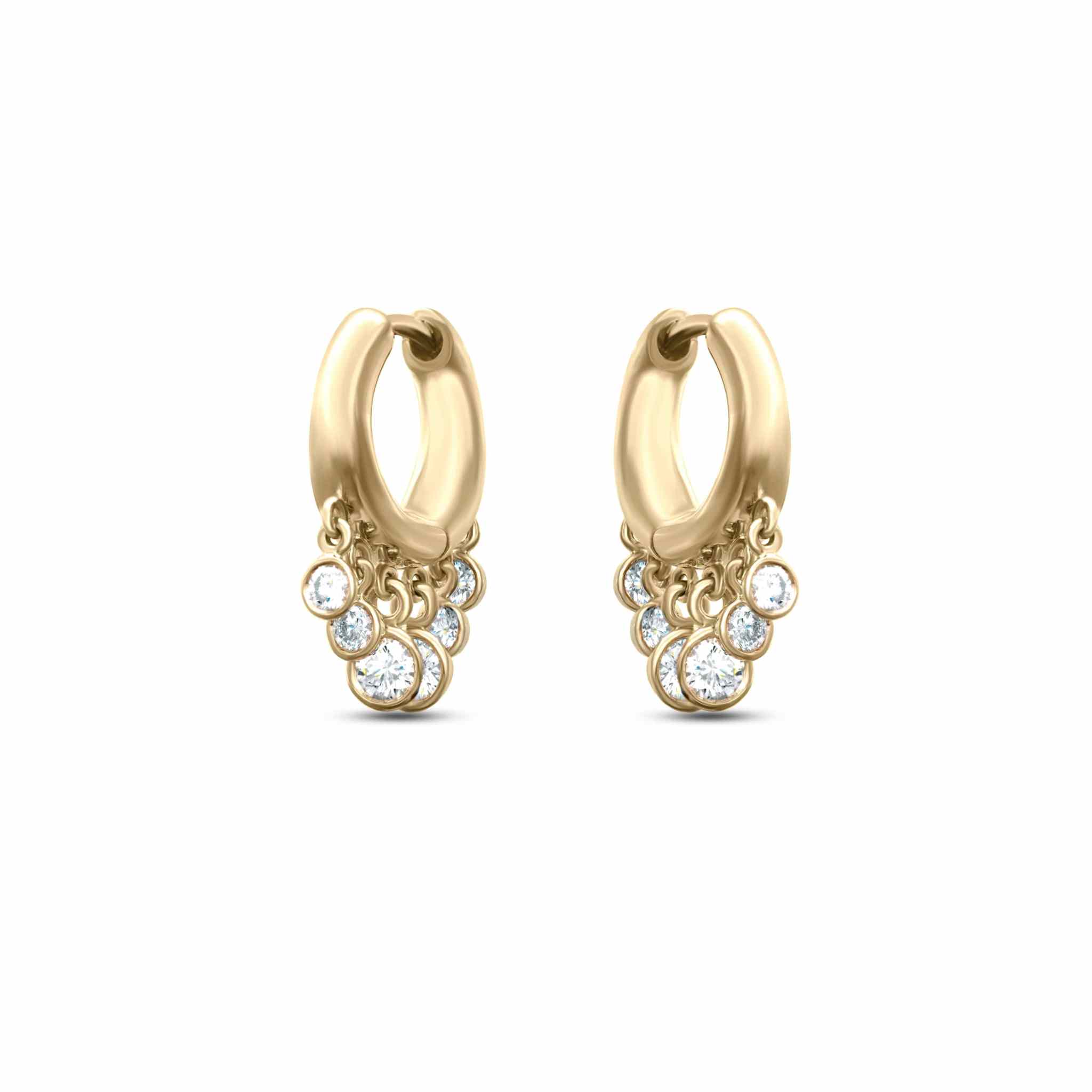 Nina Diamond Hoop earrings in 18K yellow gold with bezel-set natural diamonds