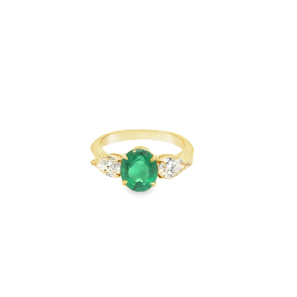 Sofia Alternative Engagement Ring with Emerald and Diamonds