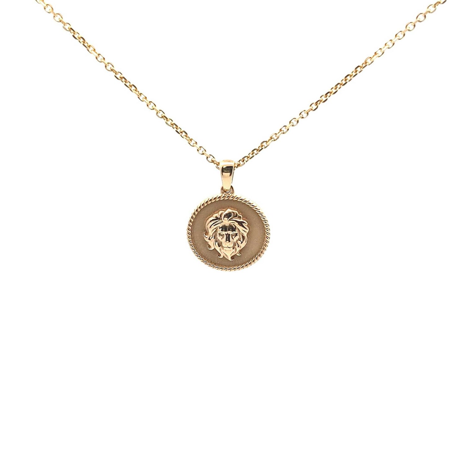 18K gold Zodiac Charm necklace with polished rope border and zodiac symbol pendant