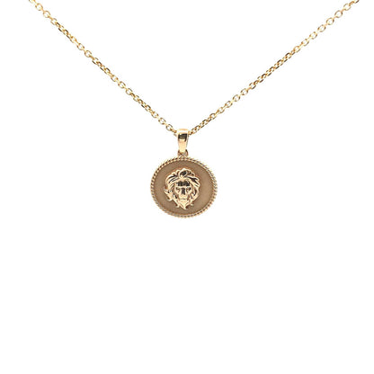 18K gold Zodiac Charm necklace with polished rope border and zodiac symbol pendant