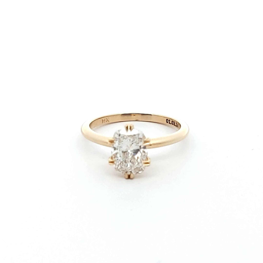Amaya Solitaire Engagement Ring with cushion-cut diamond and double-prong setting in gold