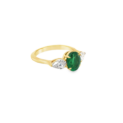 Sofia Alternative Engagement Ring with Emerald and Diamonds