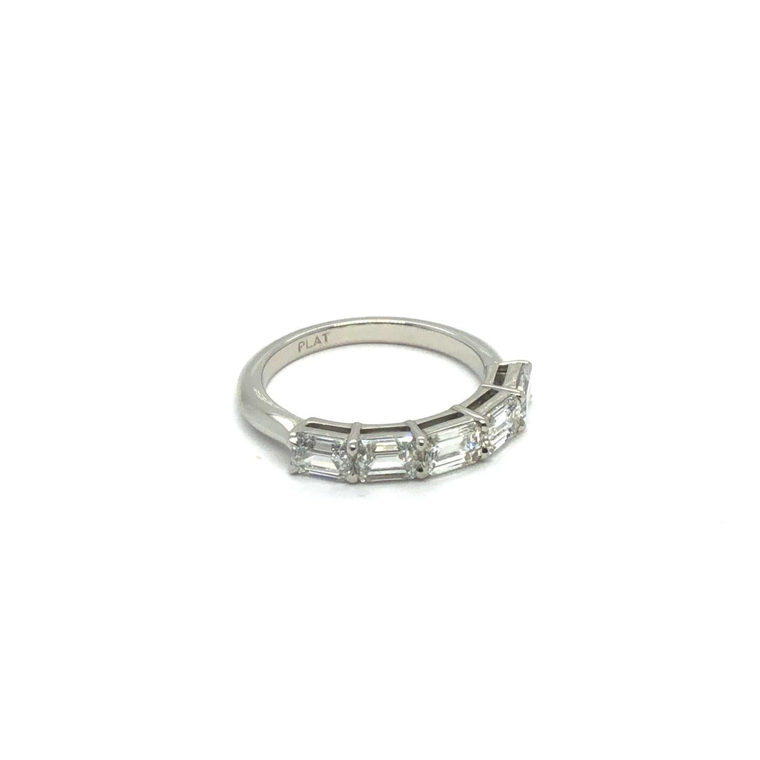 Delilah 5 Stone Anniversary Band platinum ring with five emerald cut diamonds