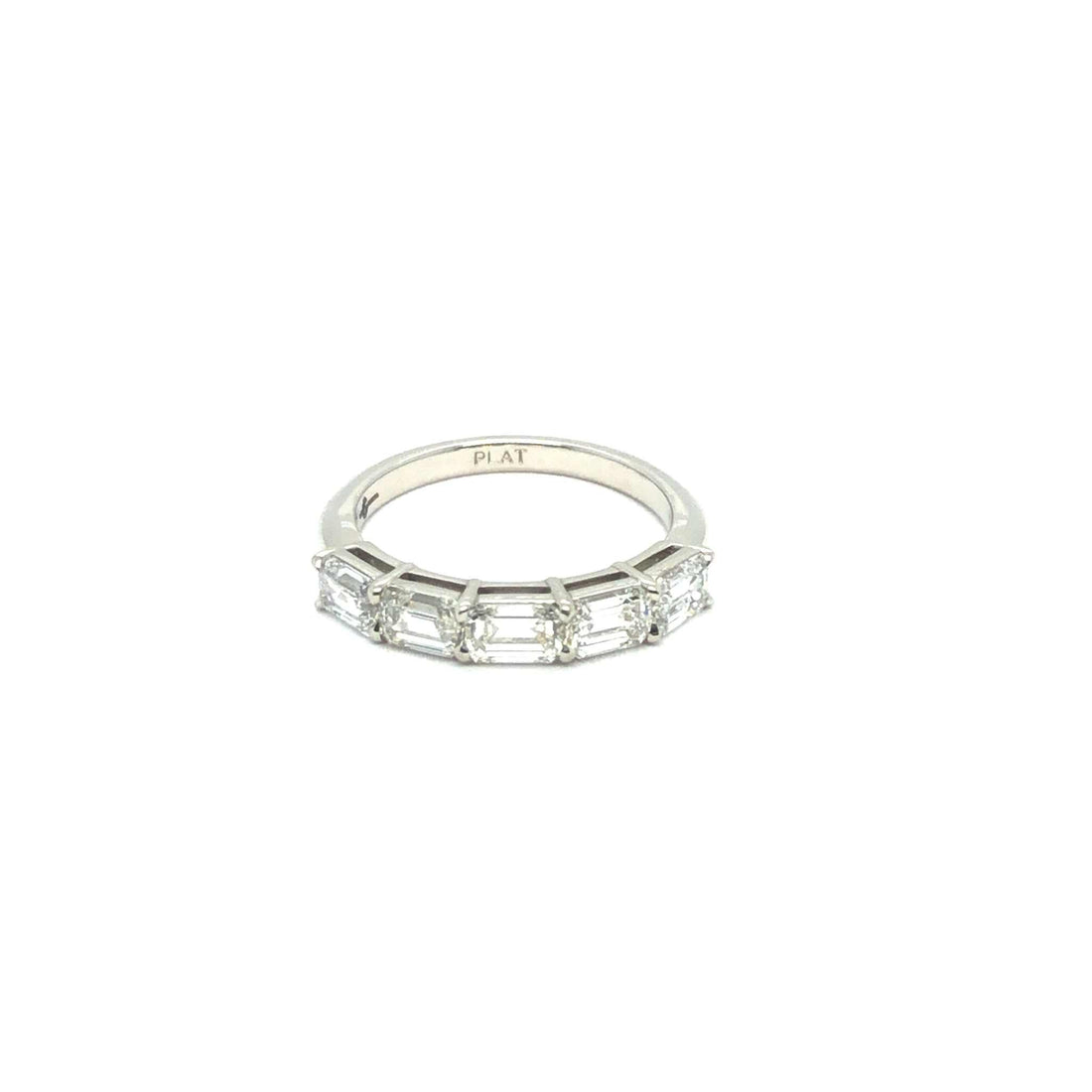 Delilah 5 Stone Anniversary Band platinum ring with emerald cut diamonds