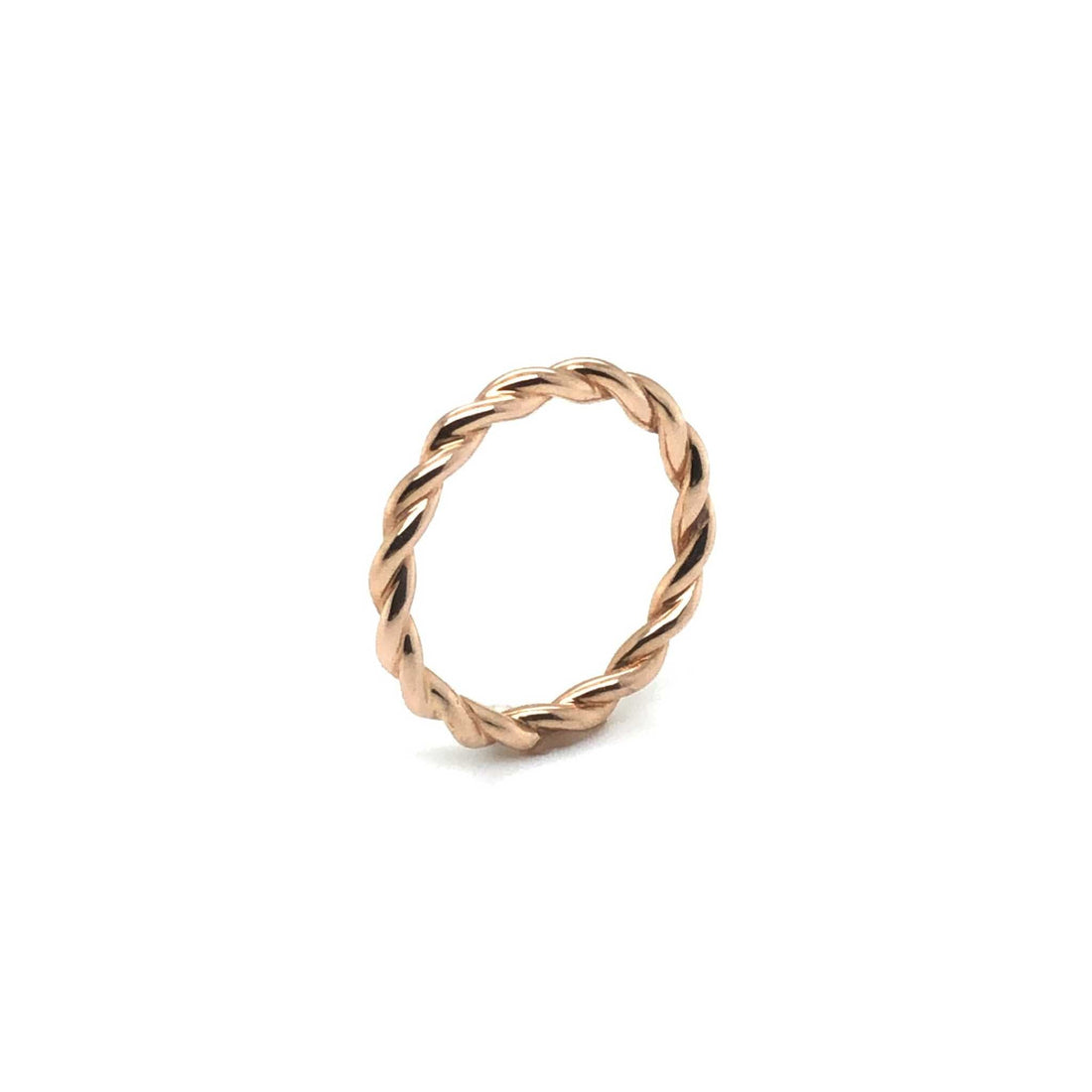Rose gold twisted Eva Wedding Band symbolizing intertwined lives