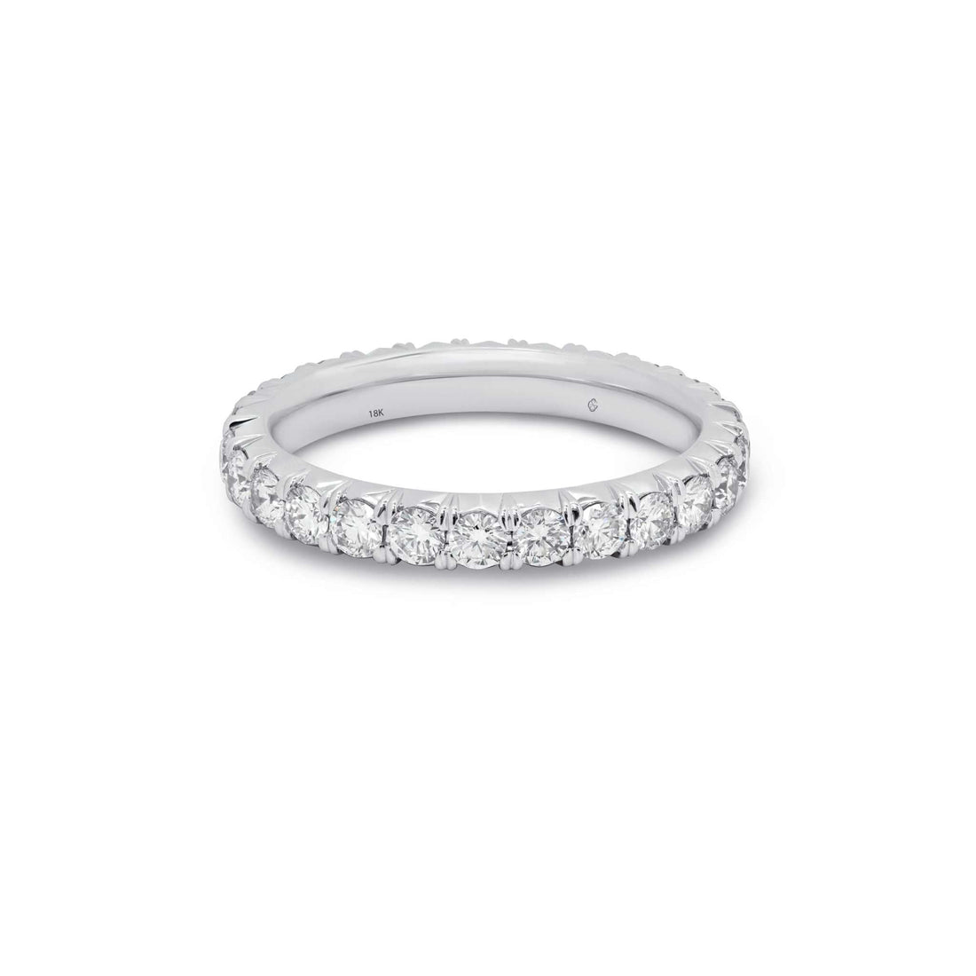 Dinah Diamond Eternity Band with round brilliant diamonds in fishtail setting, elegant 18k white gold ring
