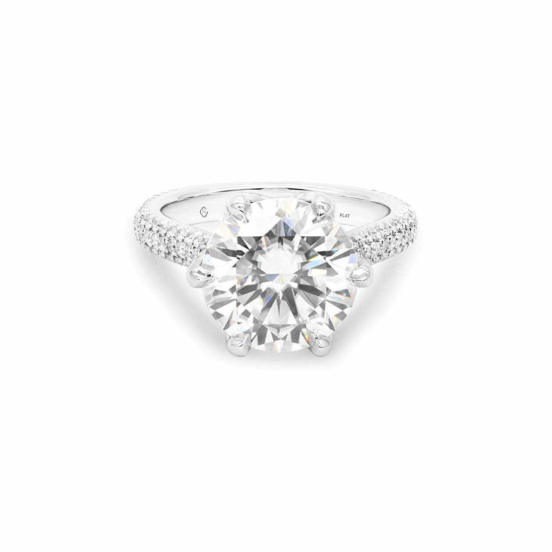 Liora Engagement Ring with brilliant center diamond and pave-set natural diamonds on white gold band