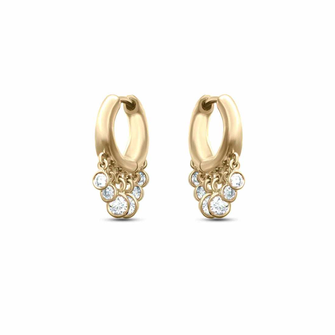 Nina Diamond Hoop earrings in 18K yellow gold with bezel-set natural diamonds